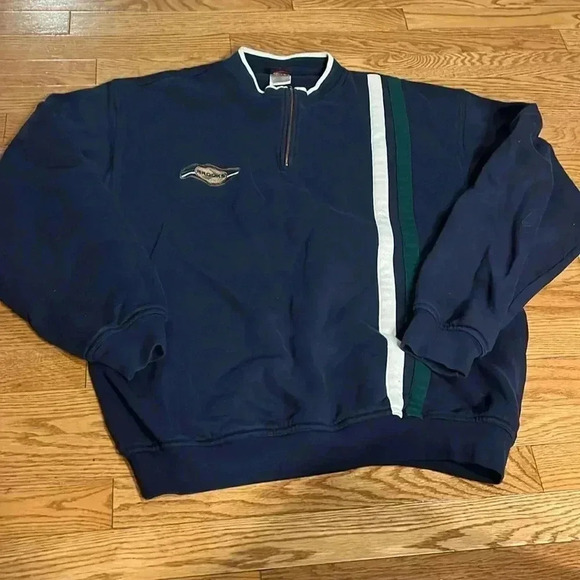 [L]Vintage Brooks Blue  Pull Over crew Neck Sweatshirt - Picture 1 of 7